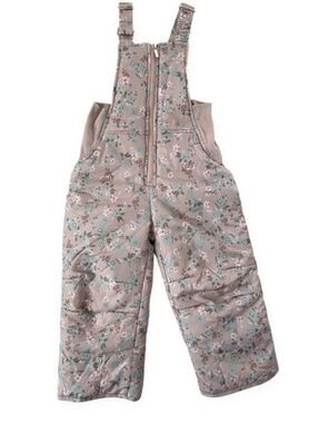 Size 5 Children's Tahari  Floral Print Insulated Snow Bib Overalls with Adjustab